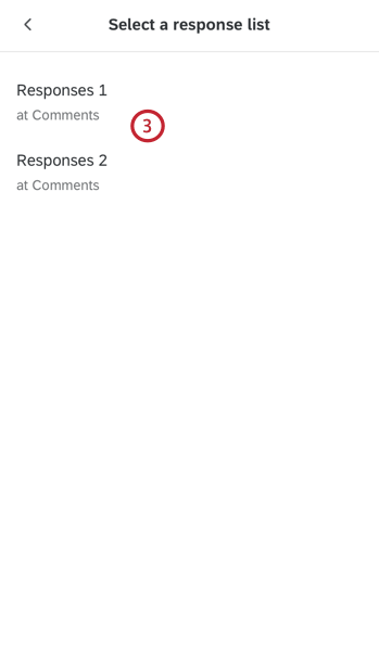 choosing a response list to view