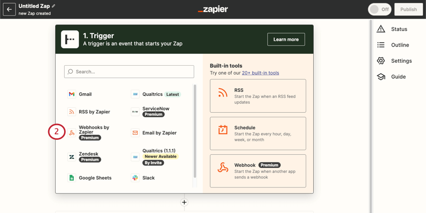 Image of a zap being created in Zapier