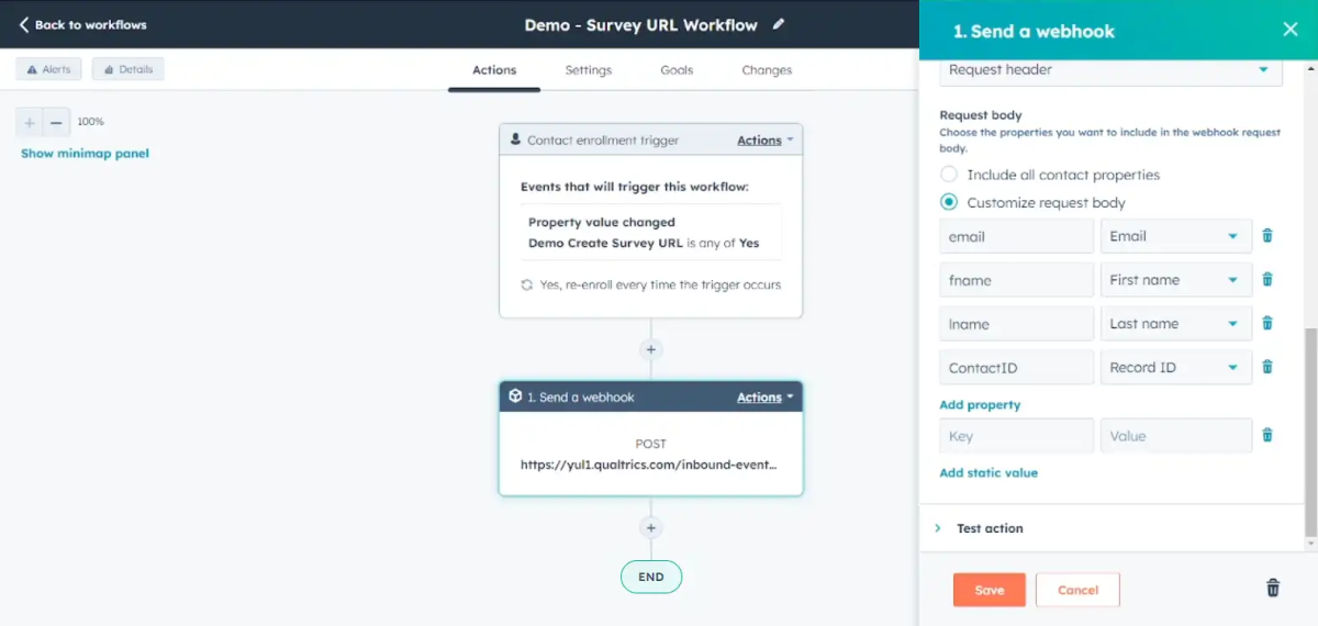 Quicklink hubspot workflow