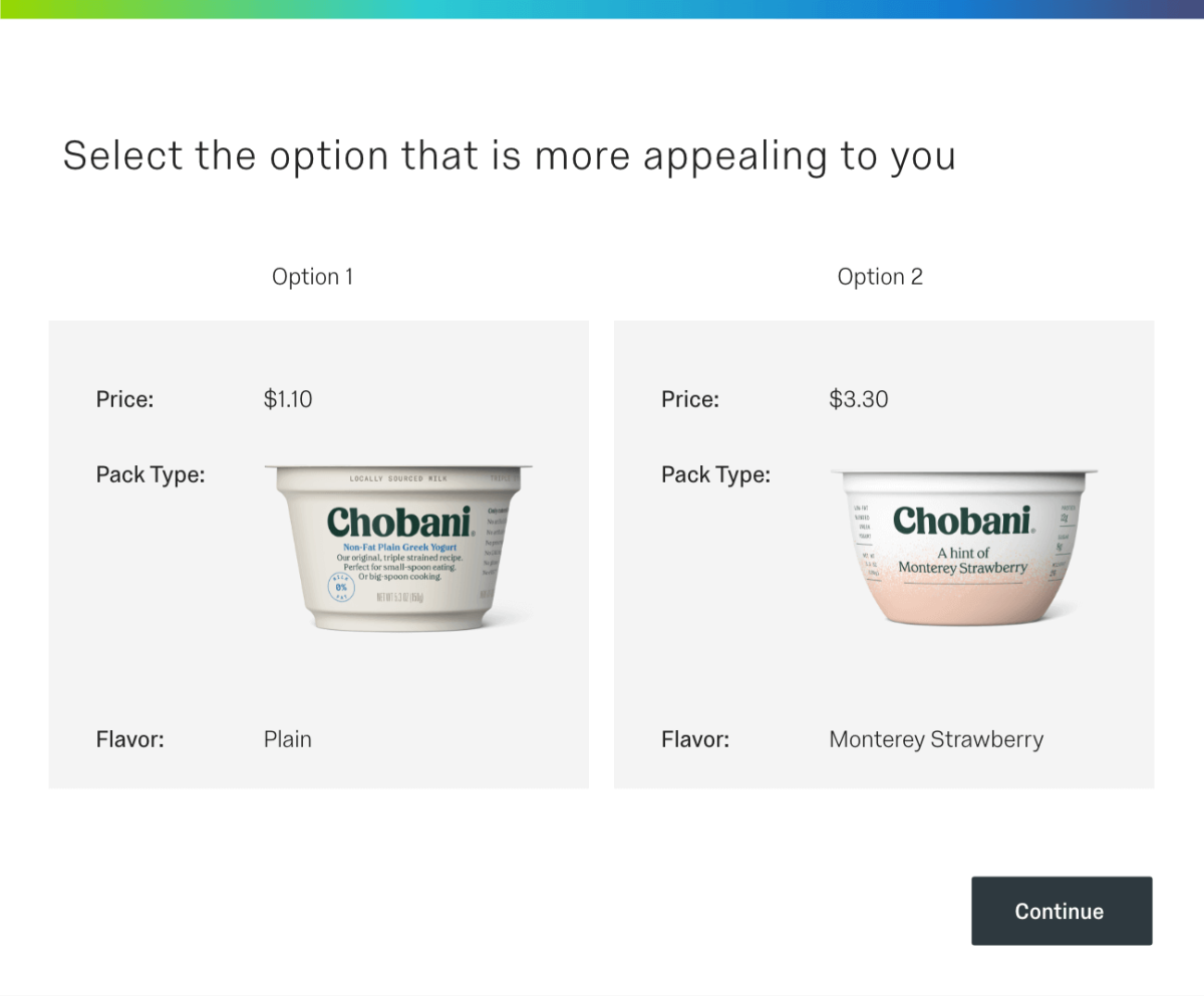 Conjoint analysis between yogurt cup designs