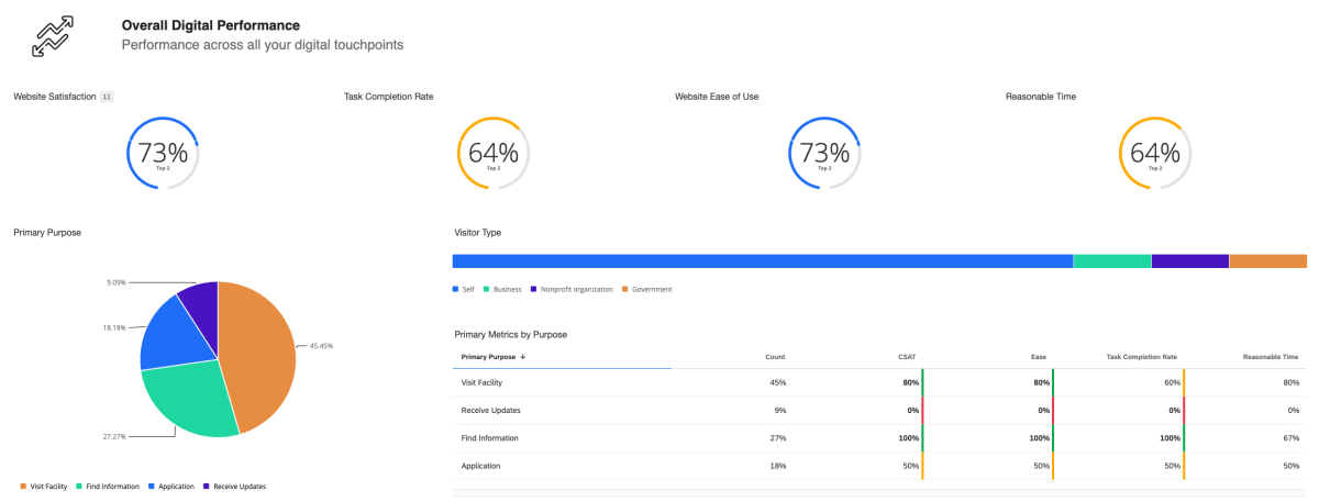 Overall Digital Performance dashboard for government