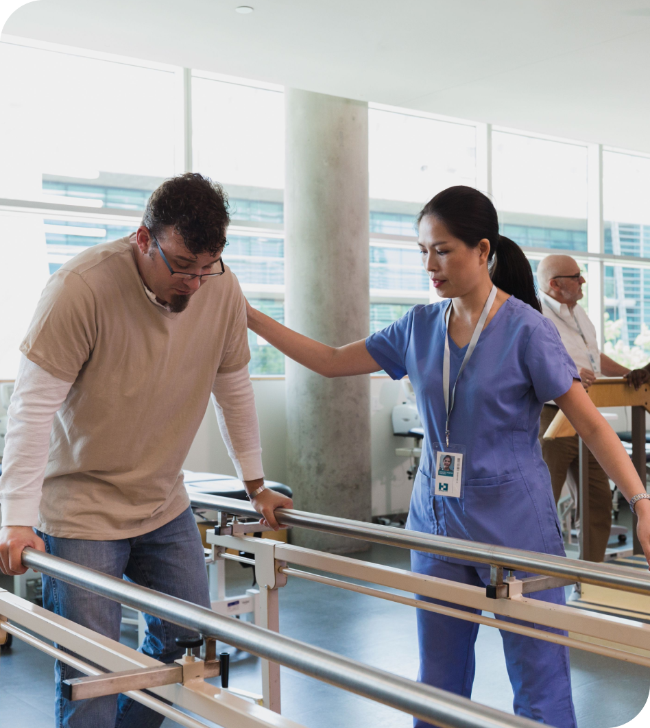 Healthcare provider working with a patient