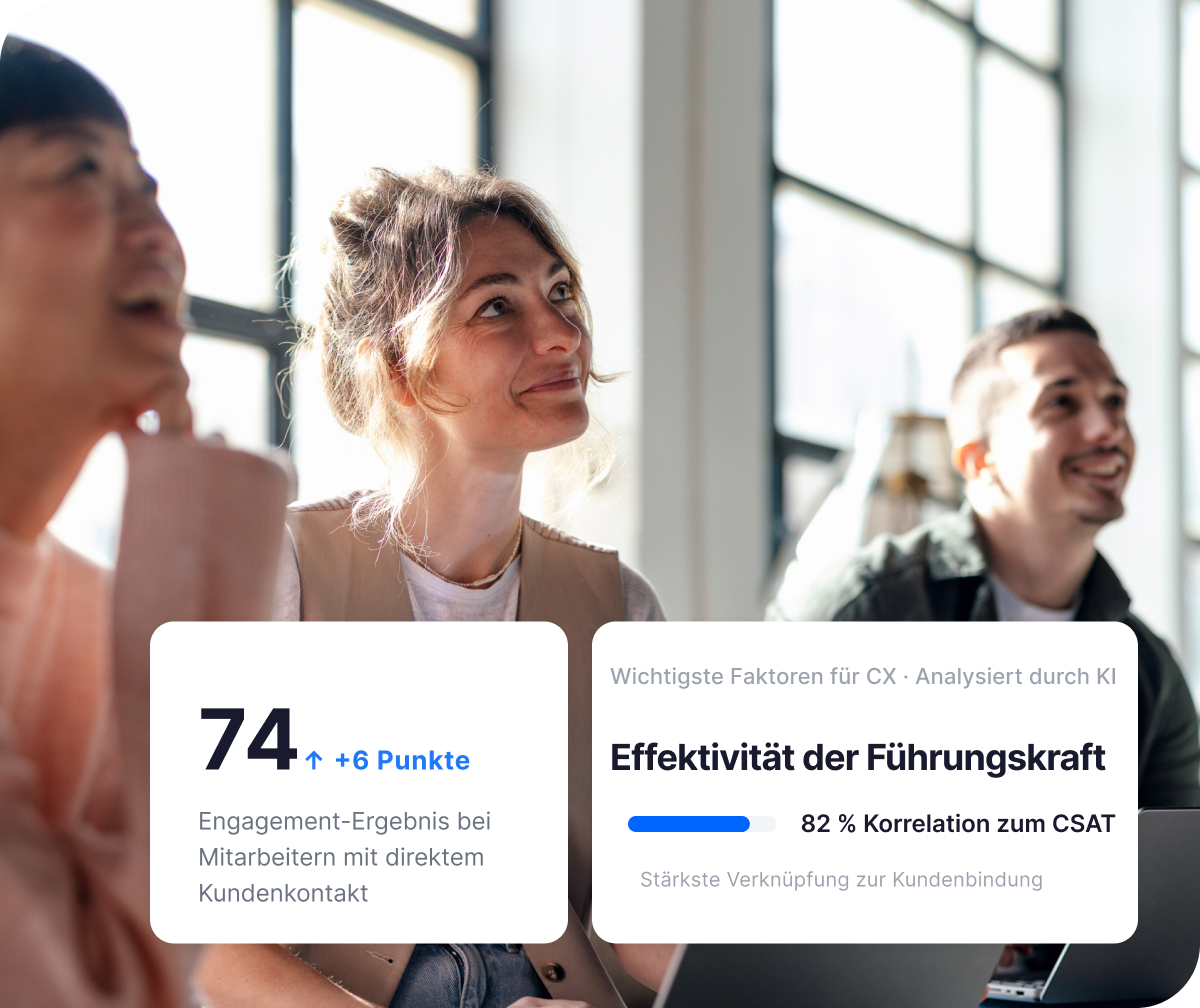 Dashboard zu Vertragsverlängerungen: Support-Touchpoints 92 %, Funktionsakzeptanz 78 %, Onboarding-Abschluss 71 %, mit KI-Erkenntnis.