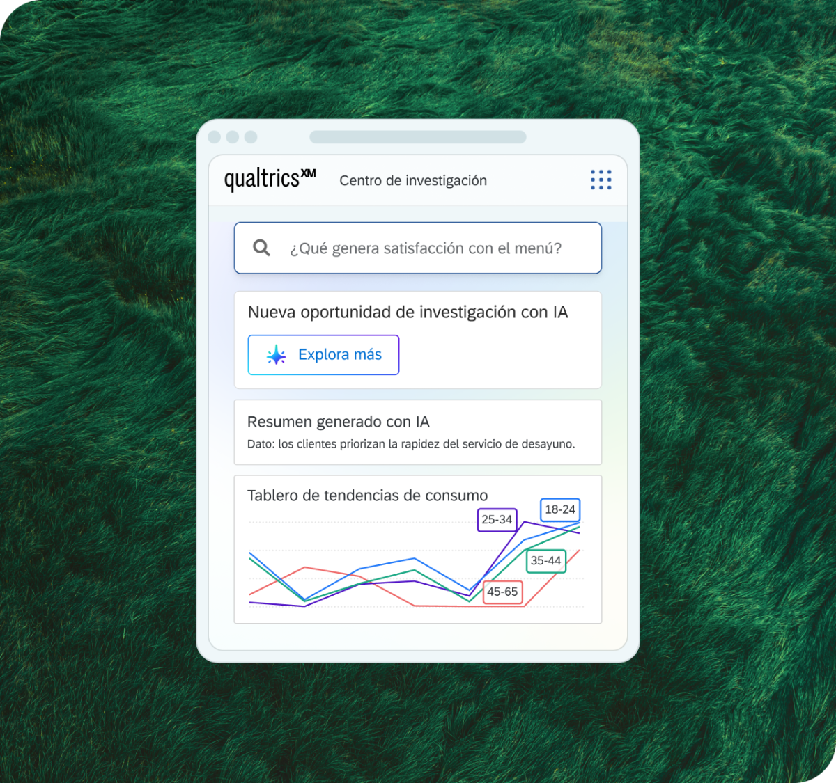 Prueba de usabilidad del Centro de investigación XM de Qualtrics con 18 participantes que muestran tasas de éxito de la tarea del 88 %, 61 % y 43 %, con un punto de fricción detectado.