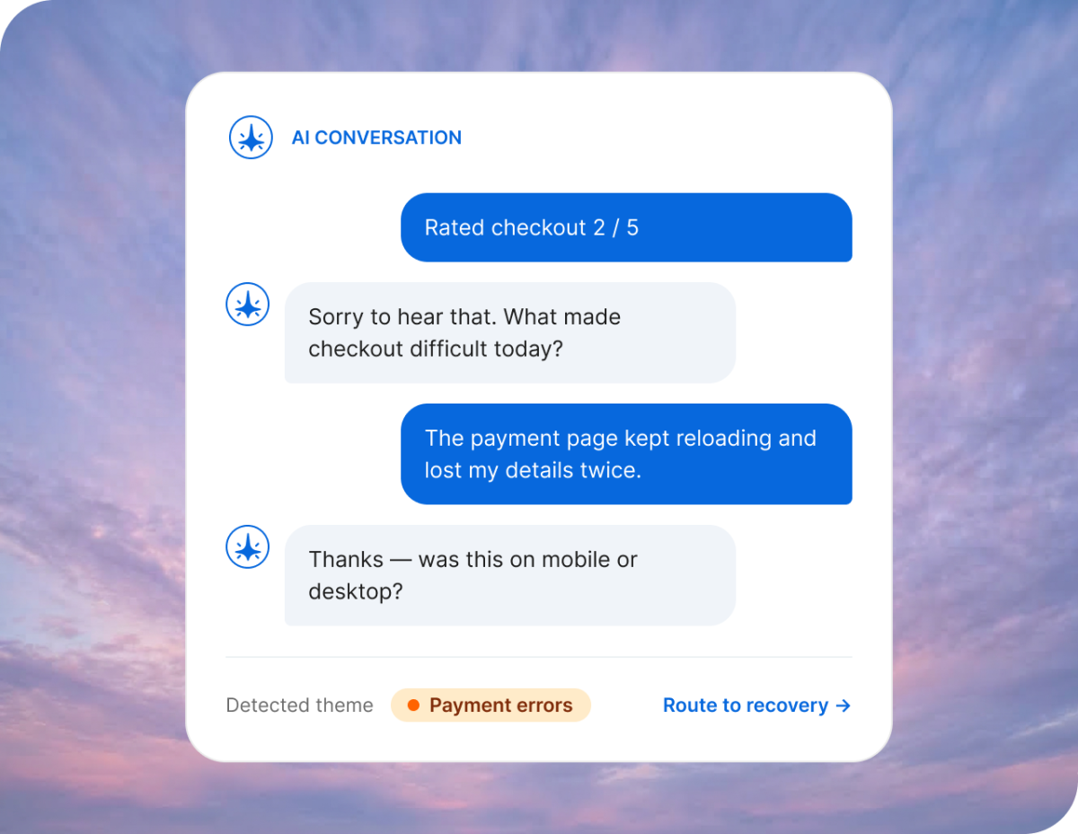 AI conversation with customer after poor checkout experience.
