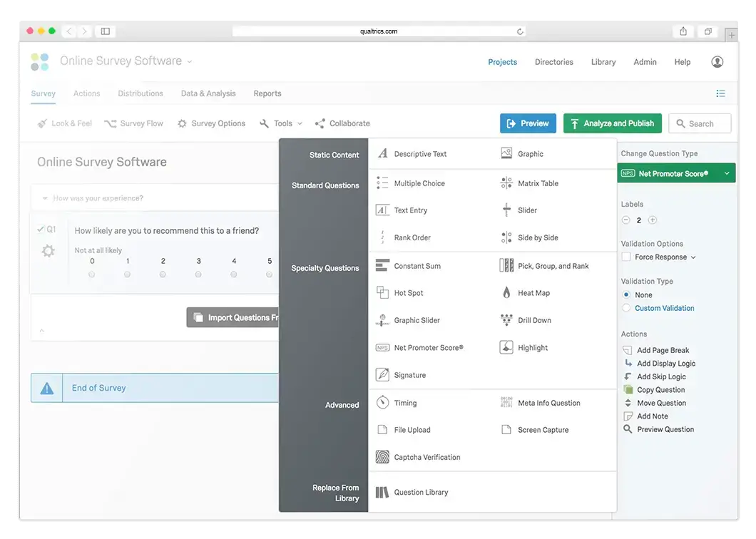 Qualtrics NPS survey software