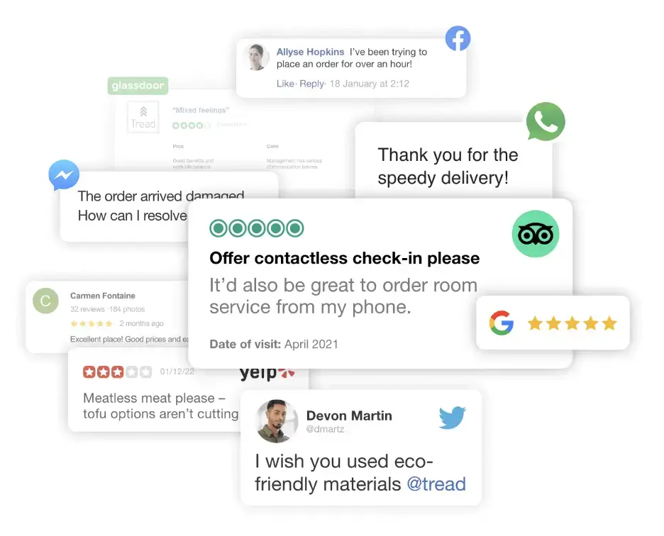 Various customer reviews from online review sites