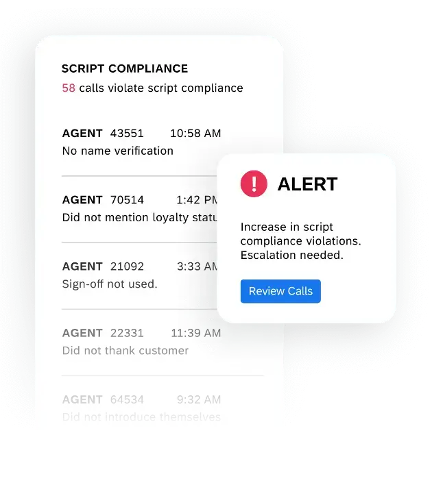 script compliance violations alert