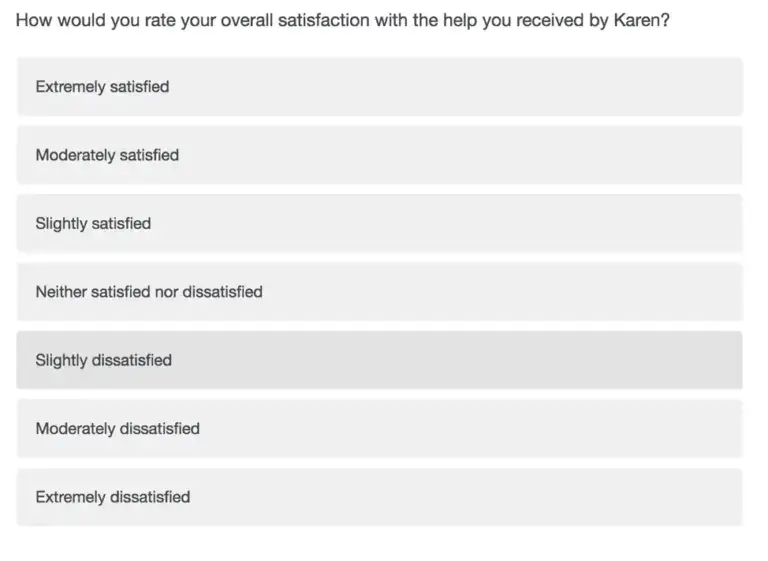Rate overall satisfaction question